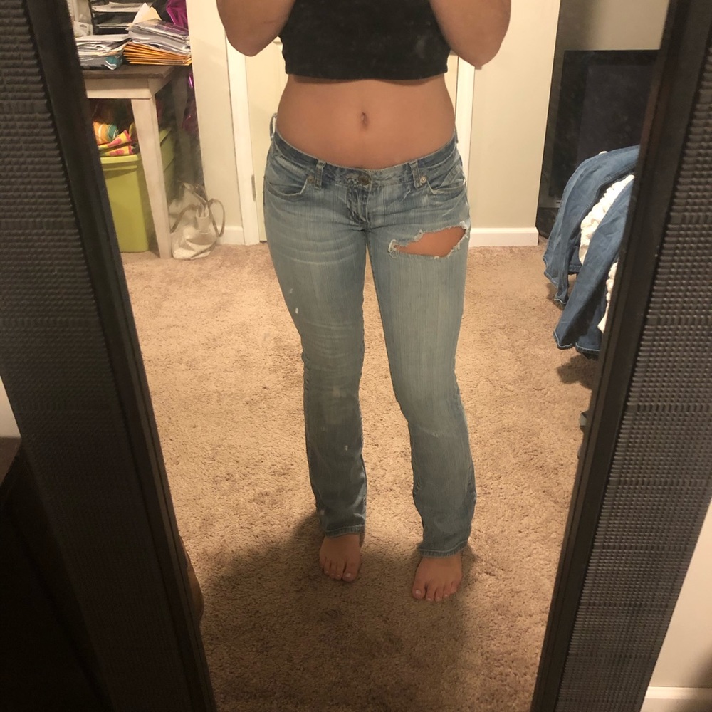 Amethyst low rise straight long jeans